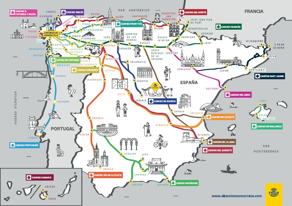 The Camino de Santiago on maps